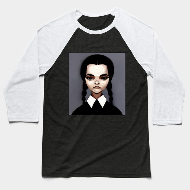 Wednesday Addams Baseball T-Shirt by Mikekimart